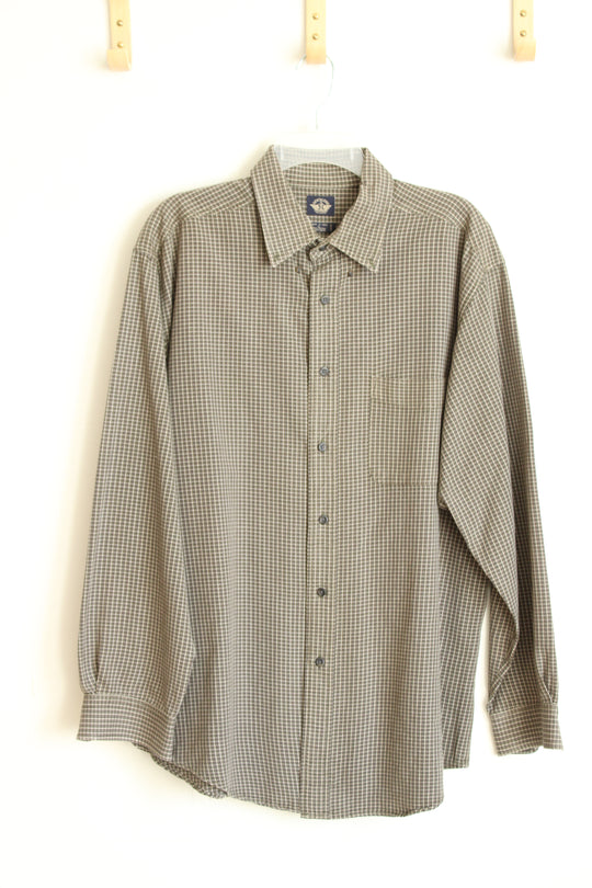 Dockers Olive Plaid Long Sleeve Button Down Shirt | L
