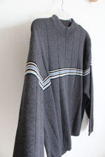 Adolfo Black Tan & Blue Striped Gray Sweater | XL