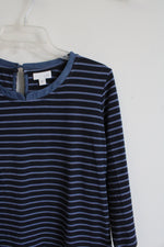 J.Jill Navy & Blue Striped Cotton Dress | L
