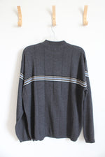 Adolfo Black Tan & Blue Striped Gray Sweater | XL