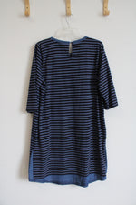 J.Jill Navy & Blue Striped Cotton Dress | L