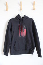 Port And Company Black American Flag Hockey Hoodie | M