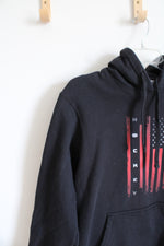 Port And Company Black American Flag Hockey Hoodie | M