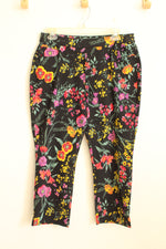 Susan Graver Black Floral Pull-on Pants | 10P