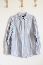 Tommy Hilfiger Gray Blue & White Striped Button Down Shirt | L