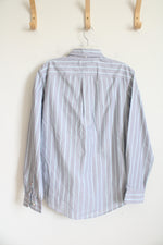 Tommy Hilfiger Gray Blue & White Striped Button Down Shirt | L
