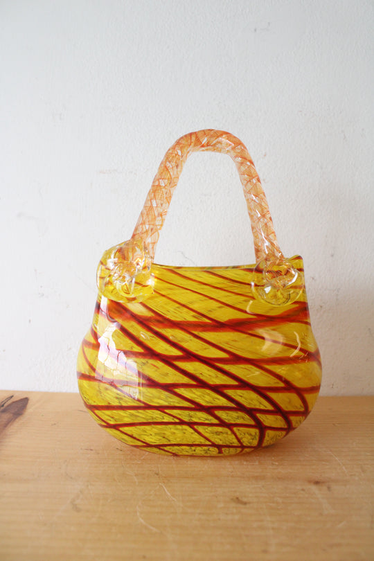 Vintage Murano Style Yellow & Red Glass Purse