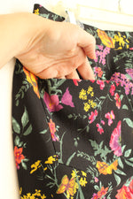 Susan Graver Black Floral Pull-on Pants | 10P