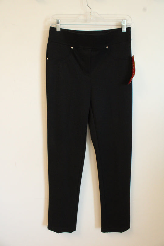 NEW Cathy Daniels Black Straight Leg Stretch Waistband Pants | S
