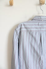 Tommy Hilfiger Gray Blue & White Striped Button Down Shirt | L