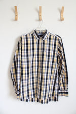 Tommy Hilfiger Custom Fit Black Yellow & White Plaid Button Down Shirt | M