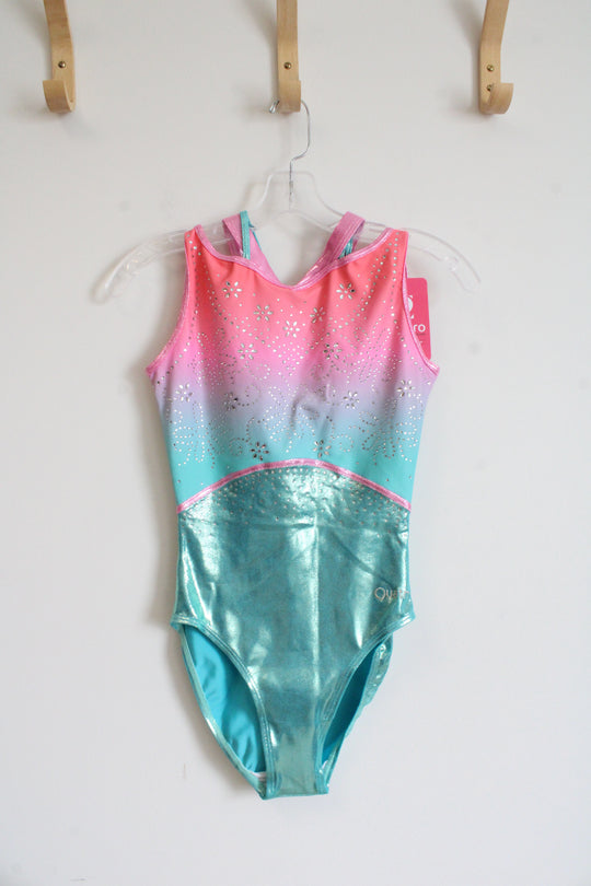NEW Quatro Pink & Blue Embellished Leotard | L