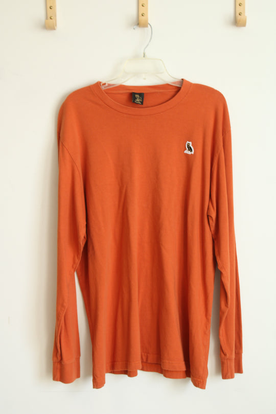 Octobers Very Own Orange Drake Owl Long Sleeve Shirt | XXL