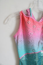 NEW Quatro Pink & Blue Embellished Leotard | L