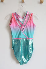 NEW Quatro Pink & Blue Embellished Leotard | L