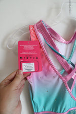 NEW Quatro Pink & Blue Embellished Leotard | L