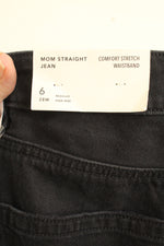 NEW American Eagle Faded Black Comfort Stretch Waistband Mom Straight Jeans | 6