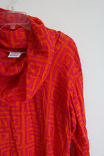 Gretchen Scott Pink & Orange Patterned Cowl Neck Top | XL