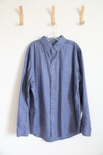 Jos. A. Bank Tailored Fit Blue Plaid Button Down Shirt | XL