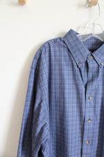 Jos. A. Bank Tailored Fit Blue Plaid Button Down Shirt | XL