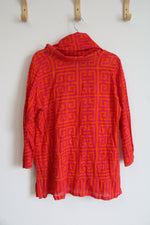 Gretchen Scott Pink & Orange Patterned Cowl Neck Top | XL