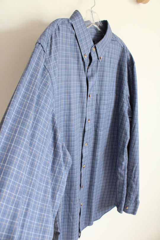 Jos. A. Bank Tailored Fit Blue Plaid Button Down Shirt | XL