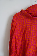 Gretchen Scott Pink & Orange Patterned Cowl Neck Top | XL