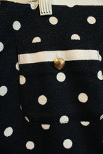 NEW Talbots Navy Blue and White Polka Tweed Skirt with Gold Front Pockets and Gold Buttons | 14
