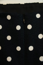 NEW Talbots Navy Blue and White Polka Tweed Skirt with Gold Front Pockets and Gold Buttons | 14