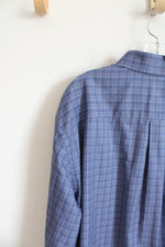 Jos. A. Bank Tailored Fit Blue Plaid Button Down Shirt | XL