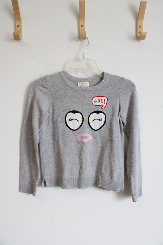 Kate Spade Lol Glasses Gray Sweater | Youth 10