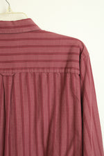 Alfani Modern Fit Burgundy Red Striped Button Down Shirt | XL