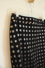 NEW Ann Taylor Petite Black and Metallic Silver Polka Dot Pencil Skirt | 8 Petite