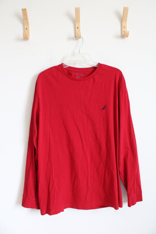 Nautica Red Long Sleeved Cotton Shirt | XXL