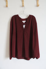 NEW Ava & Viv Maroon Dotted Top | 2X