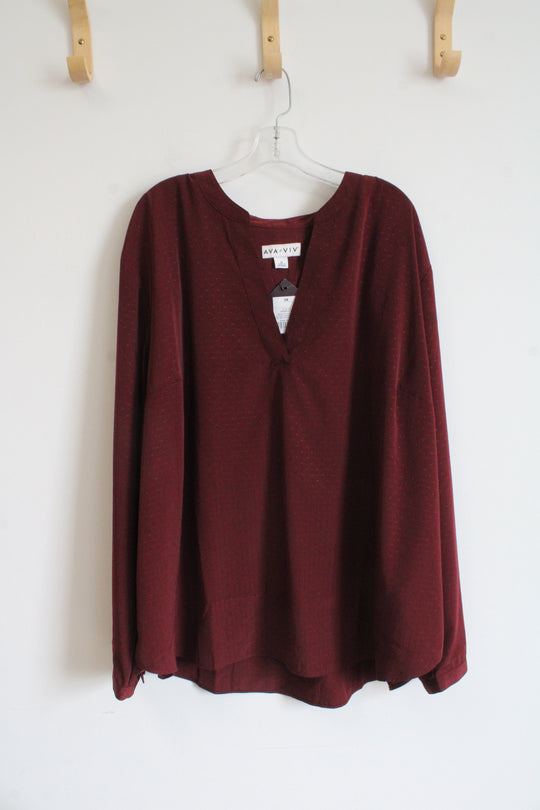 NEW Ava & Viv Maroon Dotted Top | 2X