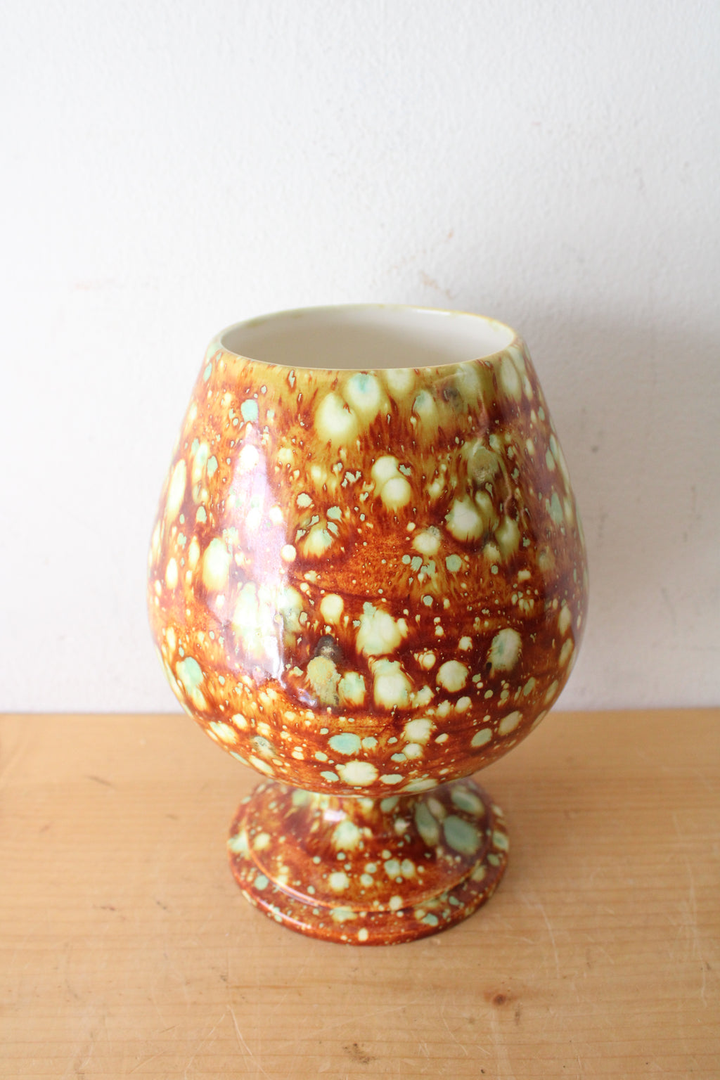 Orange Green & Yellow Glazed Ceramic Vase
