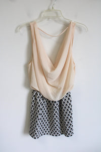 Poetry Peach Black White Dress | M