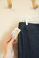 NEW Larry Levine Dark Wash Denim Fit and Flare Skirt with Back Ruffle | 10