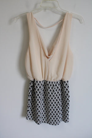 Poetry Peach Black White Dress | M