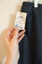 NEW Larry Levine Dark Wash Denim Fit and Flare Skirt with Back Ruffle | 10