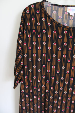 LuLaRoe Black Brown Patterned Tunic Tee | S