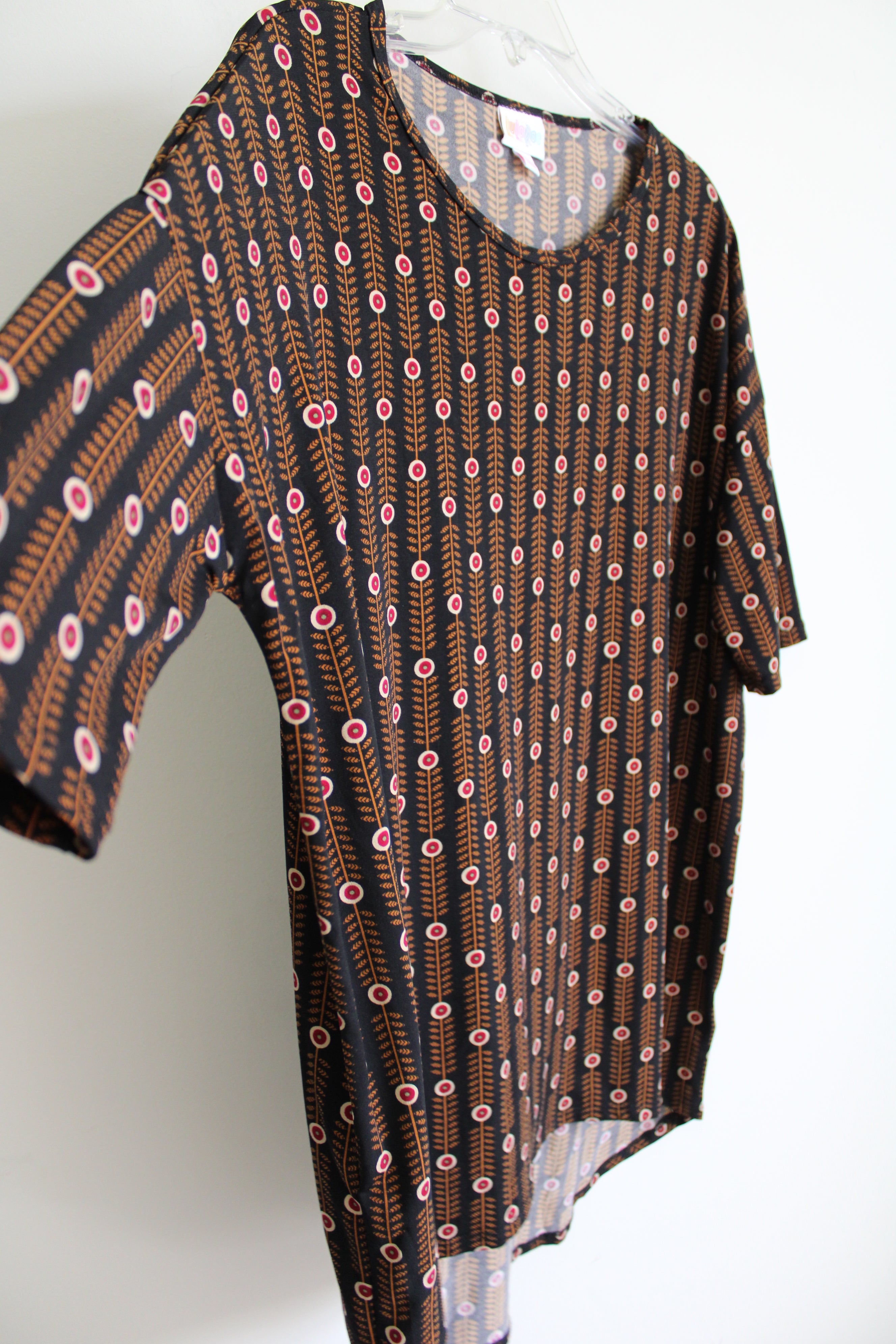 LuLaRoe Black Brown Patterned Tunic Tee | S