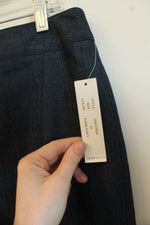NEW Larry Levine Dark Wash Denim Fit and Flare Skirt with Back Ruffle | 10