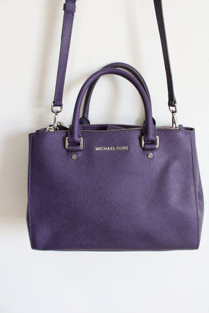 MICHAEL Michael Kors Sutton Leather Medium Satchel Iris Purple Purse