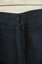 NEW Larry Levine Dark Wash Denim Fit and Flare Skirt with Back Ruffle | 10