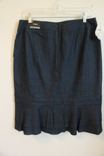 NEW Larry Levine Dark Wash Denim Fit and Flare Skirt with Back Ruffle | 10