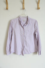 J.Crew Lavender & Navy Polka Dot Button Down Top | 12
