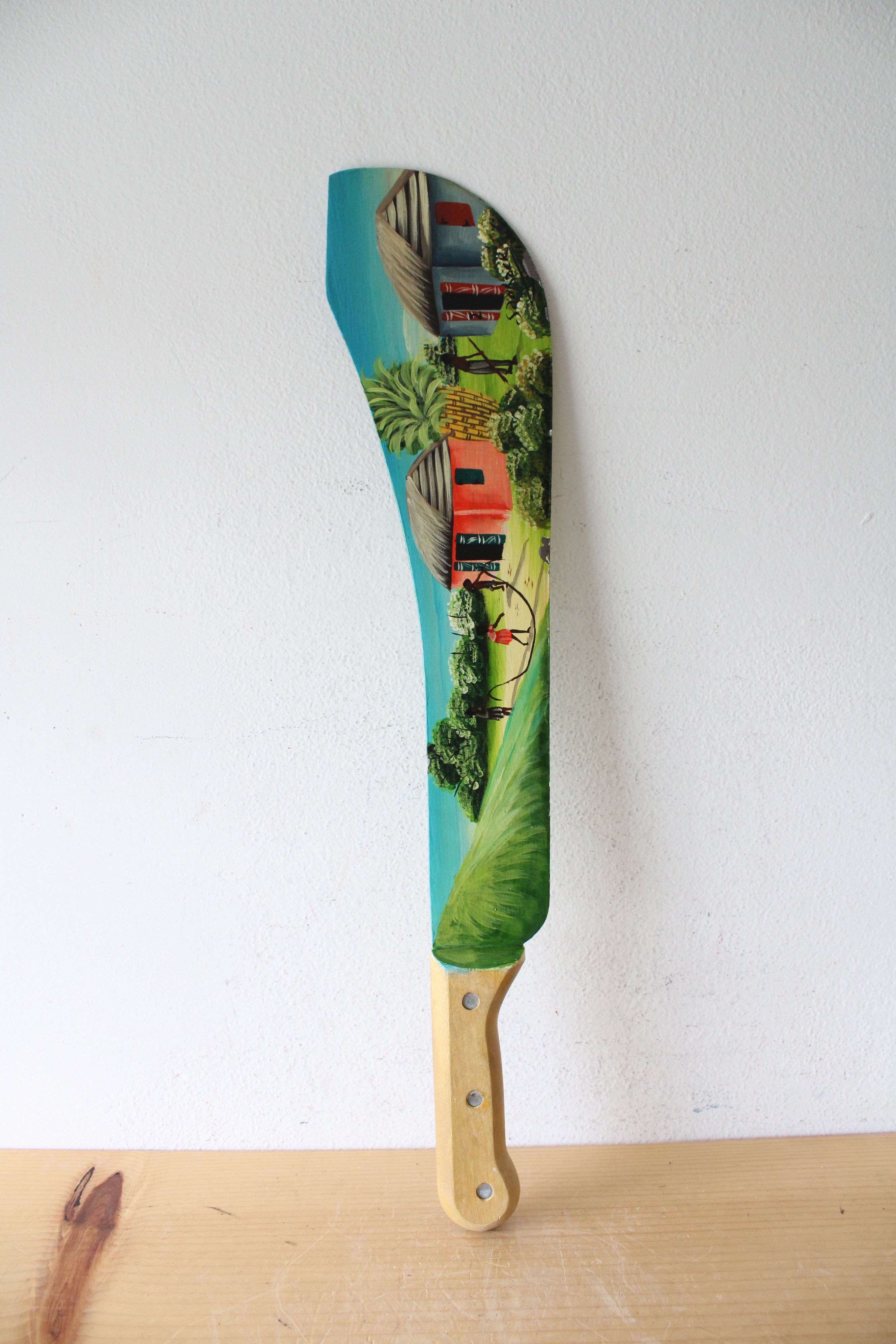 Hand Painted Haitian Scene Knife