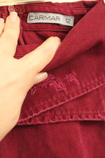 CarMar Burgundy Distressed Skirt with Grommets | 12